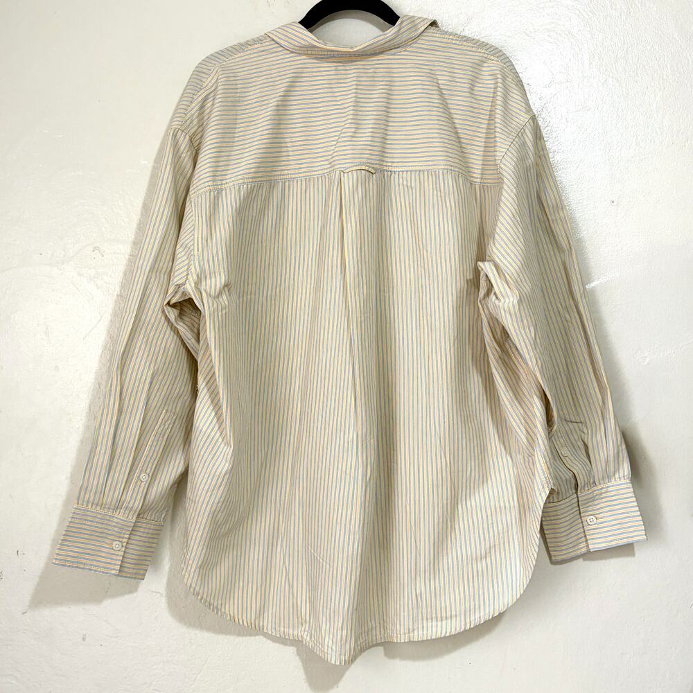 J.Crew Étienne Oversized Button Up Shirt Yellow Blue Stripe NWOT L Cotton - Picture 2 of 13
